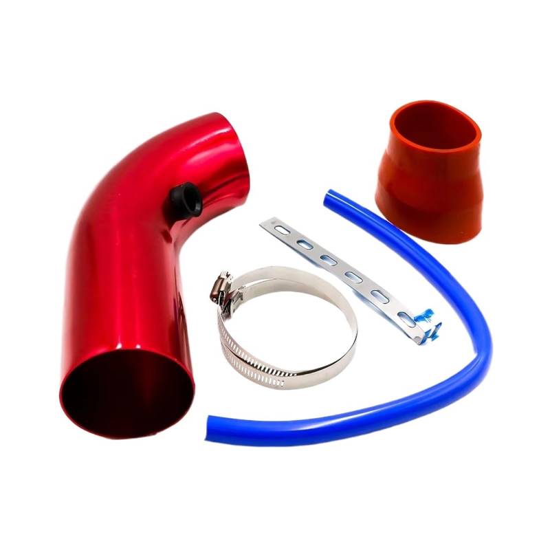 Luftansaugschlauch Universal Aluminium Auto Luftansaugrohr Kit Rohre Kaltluftansaugsystem Kanalrohr Kit Luftfilter 3'' Zoll 76mm Auto Ansaugschlauch(Red) von Aokvoh
