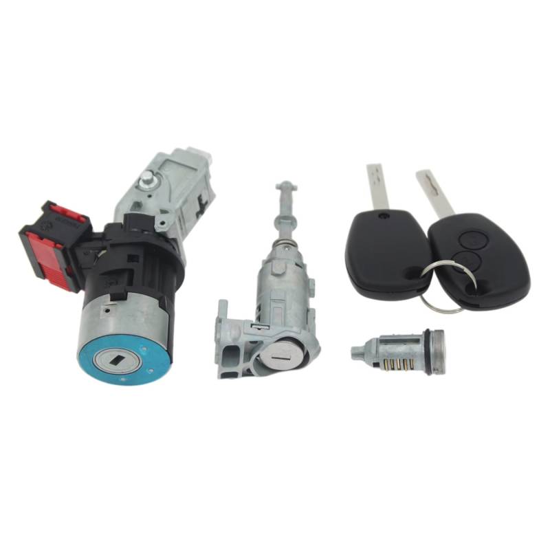 Türverriegelungsaktuator Für Kangoo Iii Für Modus Für Master Für Vauxhall 806012544R Schlosssatz Zündschloss Zylinder Türschloss Becher 2 Schlüssel Türschloss Stellmotor(3Piece Lock Set) von Aokvoh