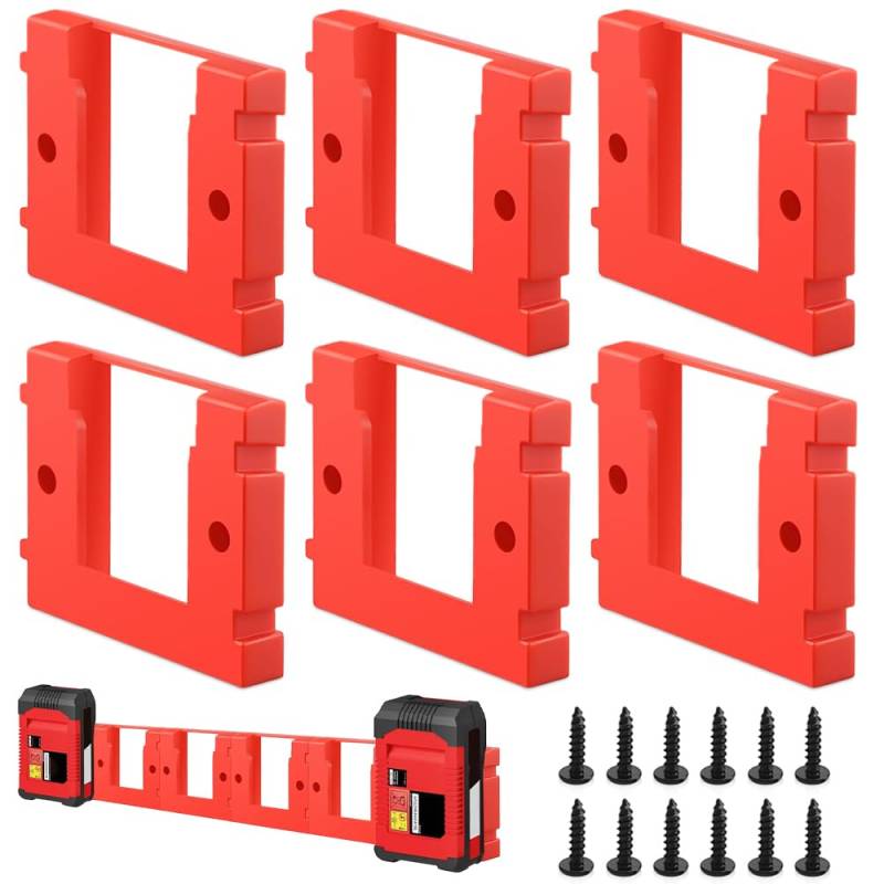 Aoreun 6 Pack Akkuhalter, 18V Akku Wandhalterung Akku-Dockhalterung für Einhell Power X-Change inkl. Schrauben, Akku-Aufbewahrungsgestell Akku-Dockhalterung Kompatibel mit Einhell PXC 18V Akkus von Aoreun