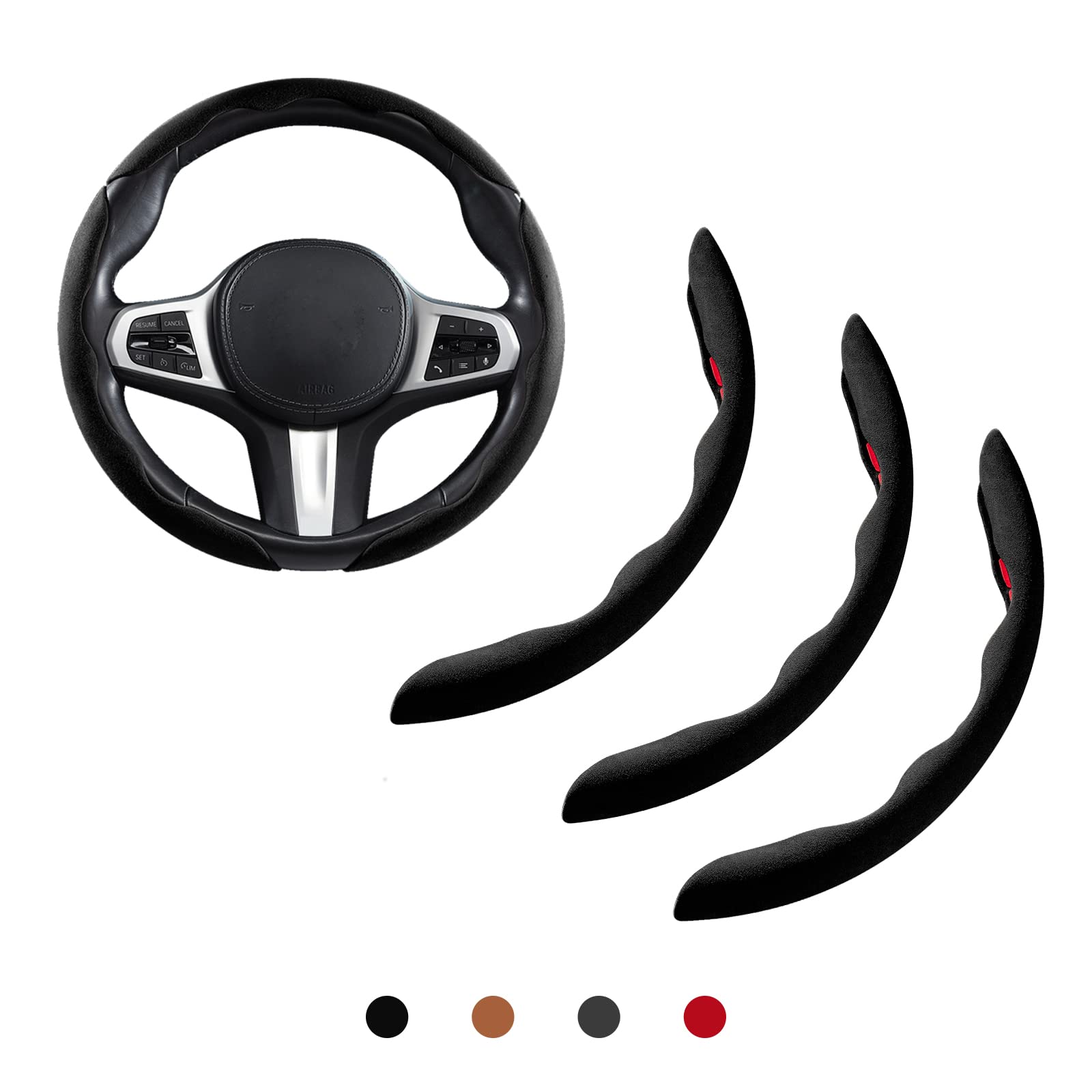 Lenkradbezug Auto Anti Rutsch Lenkrad Abdeckung Wildleder Universal Lenkradhülle 3 Teilig Lenkradabdeckung Schwarz 38cm Lenkradbezug Auto Anti Rutsch Lenkrad Abdeckung Wildleder Universal Lenkradhülle 3 Teilig Lenkradabdeckung Schwarz 38cm von Aotoyou
