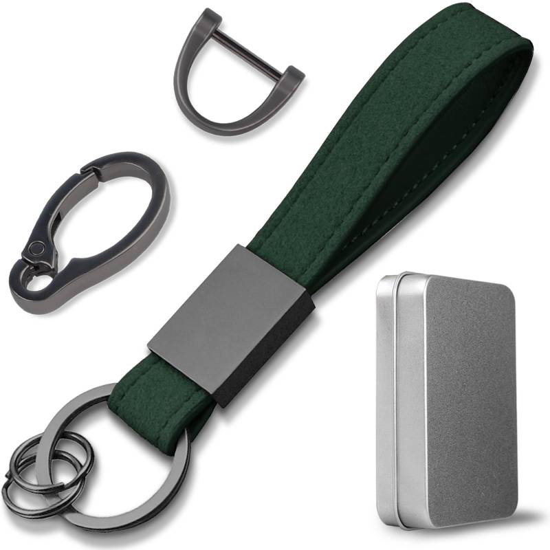 Aotoyou Schlüsselbund Wildleder Keychain Kurz Schlüsselband Schlüsselanhänger mit Schlüsselring Wristlet Schlüsselkette (Grün) von Aotoyou