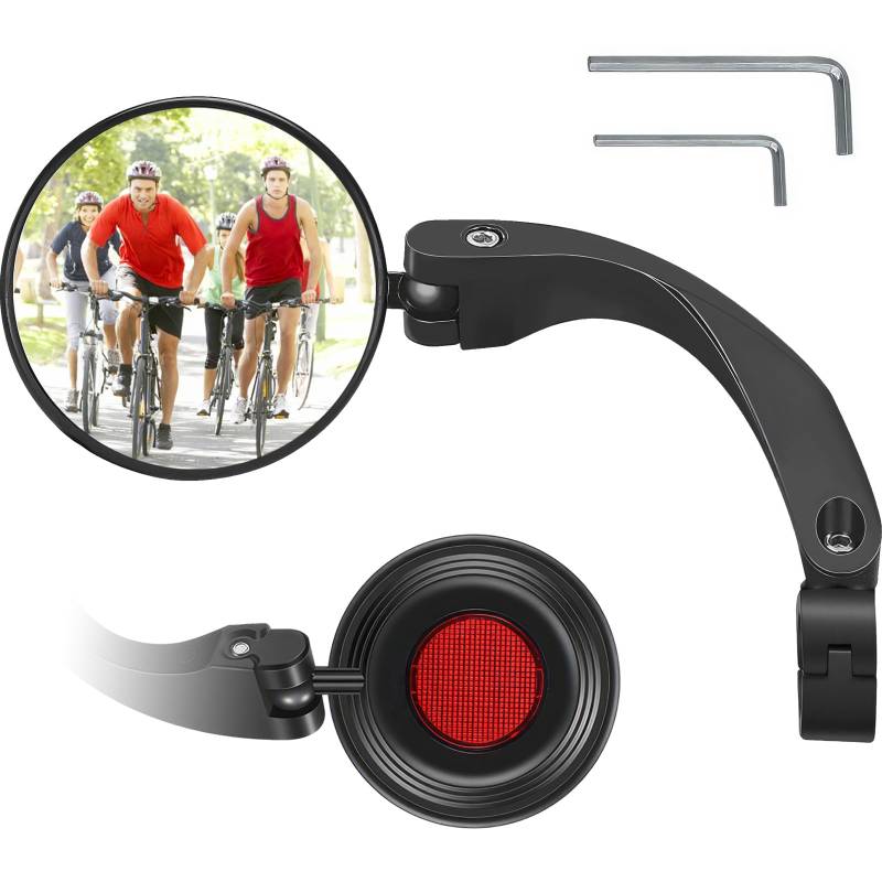 Fahrradspiegel für Lenker 18-26mm, HD Fahrrad Rückspiegel Links, 360° Drehbar Konvexer Spiegel für E-bike E-Scooter, Fahrrad Spiegel Klappbar mit Rückreflektor, für Links Rechts von Aotoyou