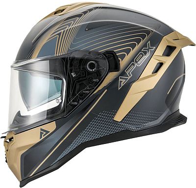 Apex FI200 Madrid, Integralhelm - Matt Schwarz/Gold/Grau - M von Apex