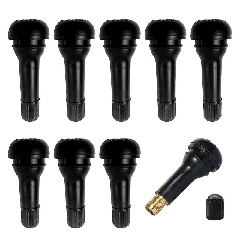 10 Stück Snap-In Gummiventile, Gummi Ventile TR413 TR414 Reifenventile Felgenventile Auto Gummiventil Reifen Autoventile Universal PKW Snap in Reifenventile Professionell Zubehör für Reifen -Schwarz von Apkpesterml