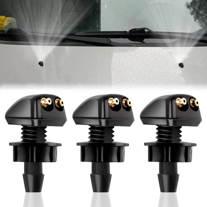 3 Stück Heckwischer Waschdüse Windschutzscheibe Sprayer, Frontscheibenwaschpumpe Universal Auto Frontscheibenwischer Düsenspritze Nozzle Spritzdüse Wischer Waschdüsen Austausch Wischersprühdüsen von Apkpesterml