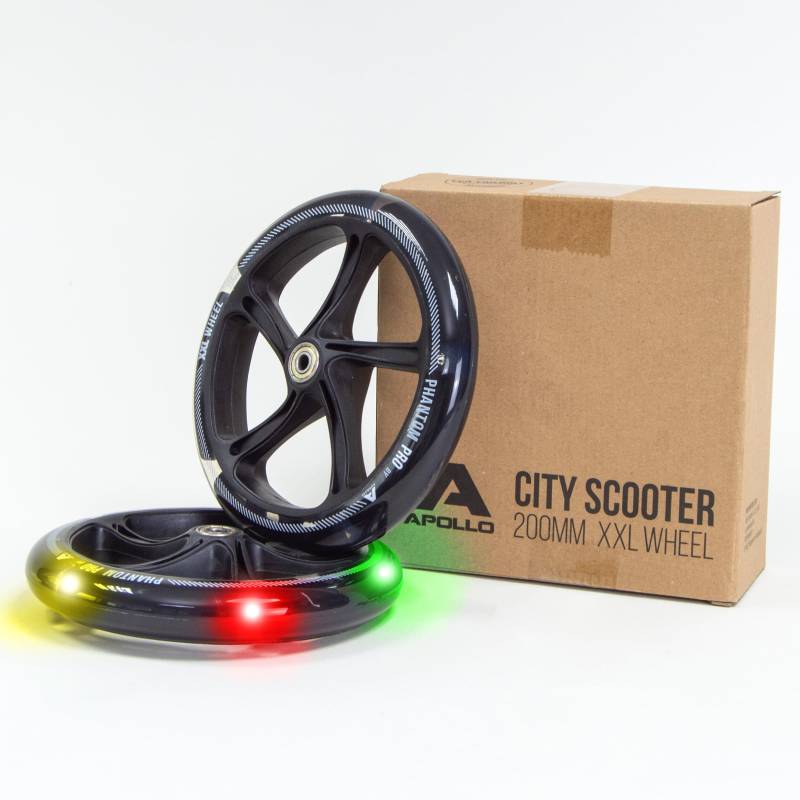 Apollo City Scooter 200mm Ersatzräderset - Pro Wheels mit ABEC 7 Kugellager, Roller Rad Ersatz-Räder passend City-Scooter, auch als LED-Rollen erhältlich von Apollo