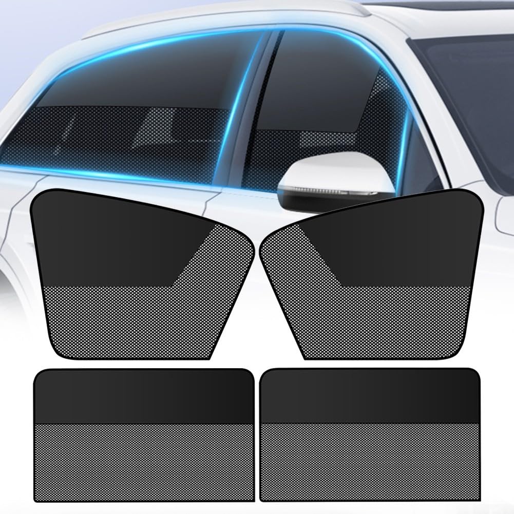 Benutzerfreundlicher Auto-Sonnenschutz mit magnetischer Befestigung mit doppellagigem Stoff für optimalen Schutz (vorne links) von Aprilsunnyzone