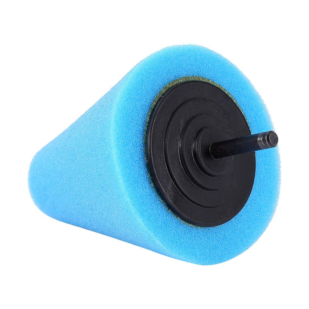 1 Stück 1/4 Zoll 6mm Polierkegel, Schaumpolierer Puffer Pad Schwammkugel für Kfz-Autoräder Nabenpflege Blau von Aramox