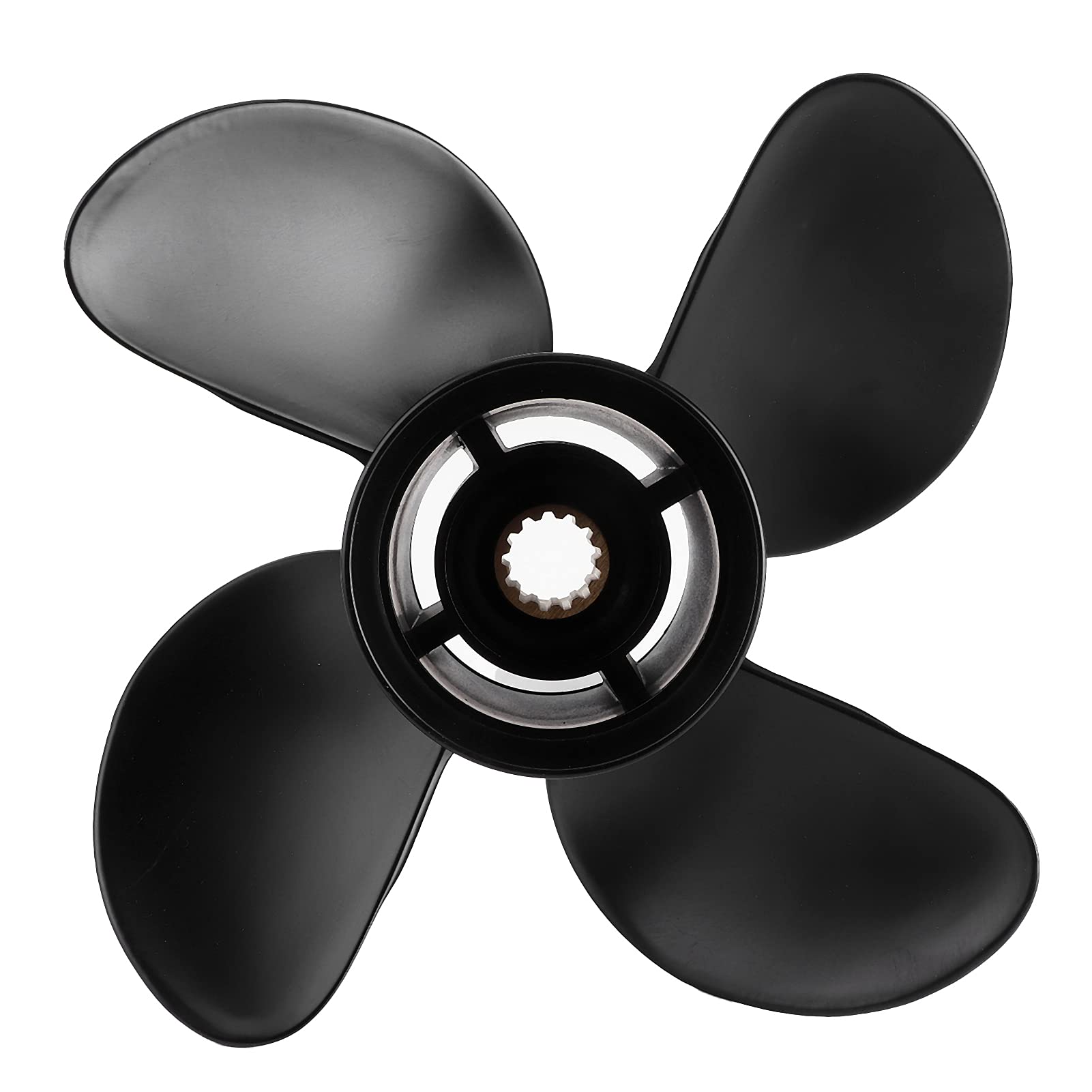 Aramox 10 3/8x13 Zoll Außenborder Propeller 4 Blätter Aluminiumlegierung Hochdruck Passend für 35-60 PS Motor Außenborder Motorteile H-40C104F13 von Aramox