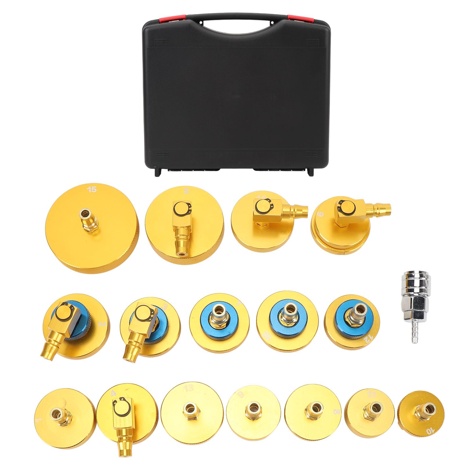 17pcs Bremsflüssigkeitsentletzungs -Adapter -Kit mit Einem Master -Zylinder -Entlüftungswerkzeug, Aluminiumadapter für die Meisten Fahrzeuge Bremsflüssigkeit Blutung oder 17pcs Bremsflüssigkeitsentletzungs -Adapter -Kit mit Einem Master -Zylinder -Entlüftungswerkzeug, Aluminiumadapter für die Meisten Fahrzeuge Bremsflüssigkeit Blutung oder von Aramox