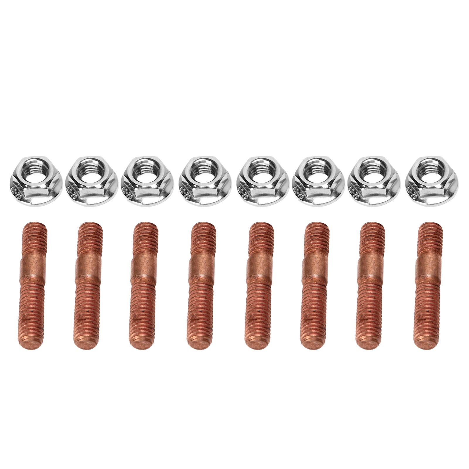 Aramox Abgaskrümmer-Set, Stehbolzen für Turbolader mit Muttern, 8 Stück M8 1,25 Gewinde-Turbobolzen-Kit 8 Mm Metalllegierung, Hochdruckfest, Abgaskrümmer-Bolzenmuttern von Aramox