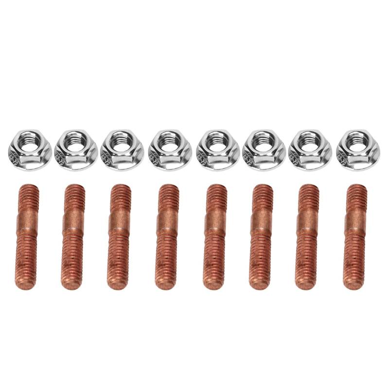 Aramox Abgaskrümmer-Set, Stehbolzen für Turbolader mit Muttern, 8 Stück M8 1,25 Gewinde-Turbobolzen-Kit 8 Mm Metalllegierung, Hochdruckfest, Abgaskrümmer-Bolzenmuttern von Aramox