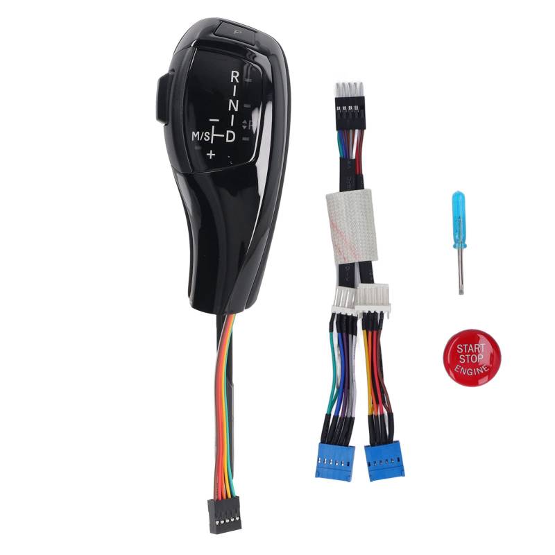 Aramox Auto Modifizierter Elektronischer Schaltknauf, LED-Schaltknauf mit Motorstartknopf für F-Serien-Schalthebel-Handball für E81 E82 E84 E87 E88 E89 LHD Auto (Glänzend schwarz) von Aramox