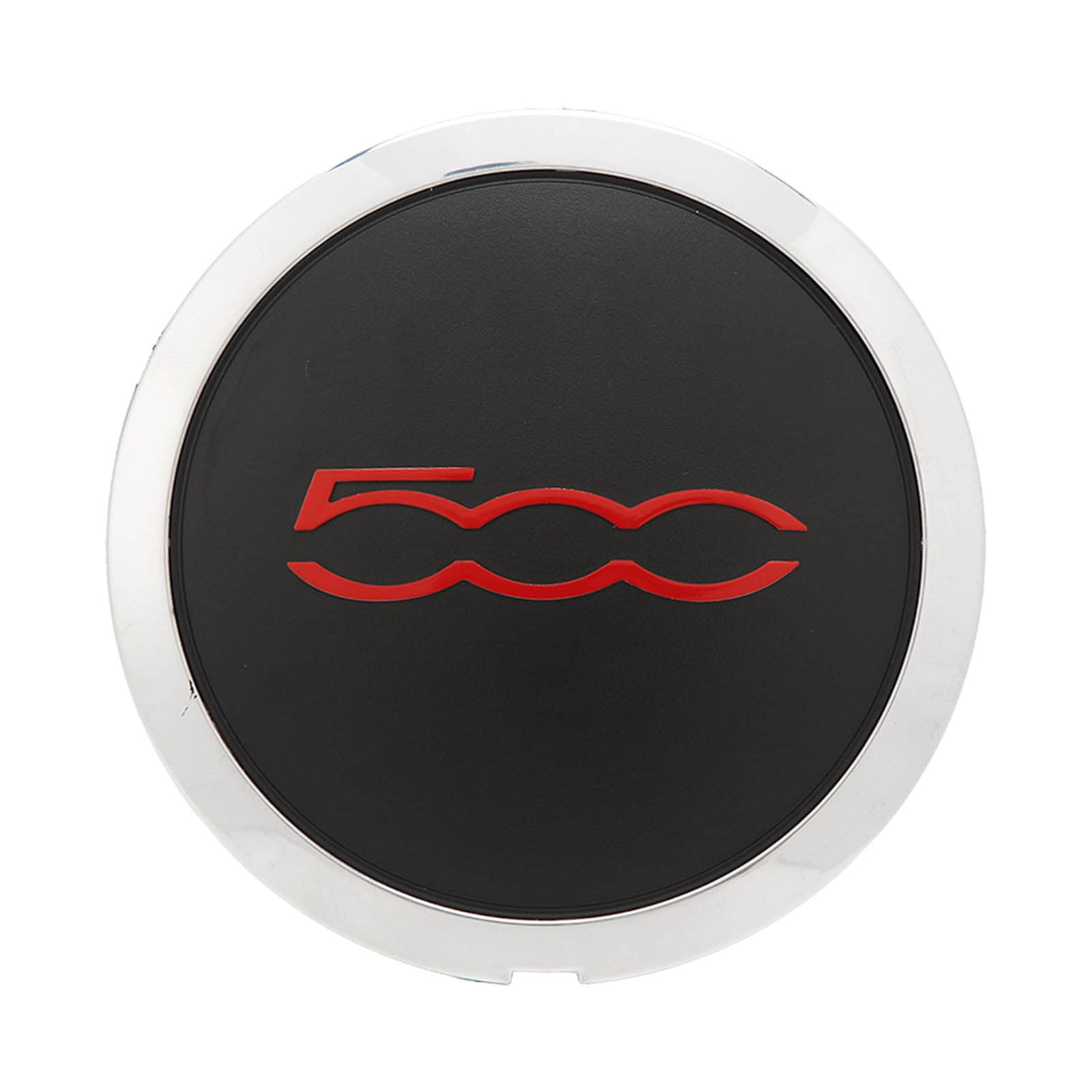 Aramox Auto-Radnabenkappen, Radnabenmittelkappe, Mittlere Radnabenkappe mit Chromverzierung, Kompatibel mit FIAT 500 2012–2022, OE: 68078419AC (Weißer Kreis, roter Buchstabe) von Aramox