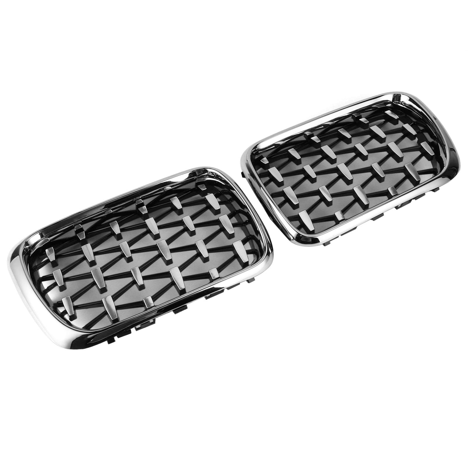 Aramox Frontstoßstange Gitter Schutz, 51138195151 51138195152 Paar Frontstoßstange Gitter Abdeckhaube Niere für 3er E36 M3 1997-1999(Chrom) von Aramox