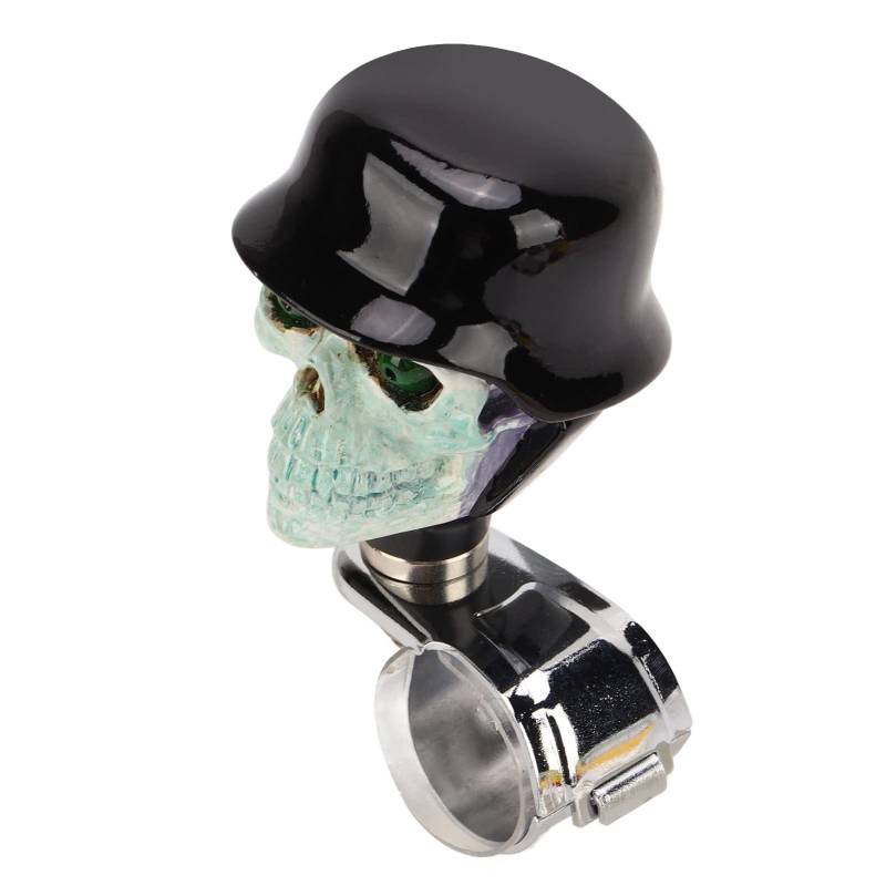 Aramox Lenkradknauf, Totenkopf-Lenkrad-Selbstmordknopf, Auto-Power-Griff, Spinner für Fahrzeug, LKW, Boot von Aramox