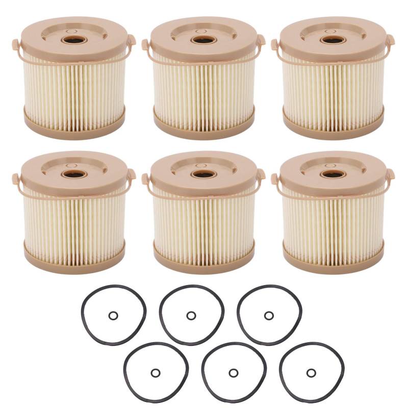 Aramox Öl-Wasser-Abscheider-Filter, Kraftstofffilter Wasserabscheider, 6-teiliger Kraftstofffilter-Wasserabscheider-Öl-Wasser-Filter-Kit-Ersatz Passend für RACOR 2010PM‑OR 500FG von Aramox