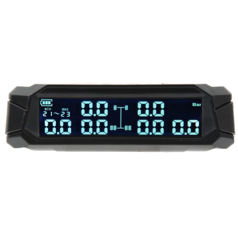 Aramox Reifendrucküberwachung, 6-Rad-LKW-Reifendrucküberwachungssystem Drahtloser Solarstrom-TPMS-Monitor mit 6 Sensoren für Leichte LKW-Wohnmobile von Aramox