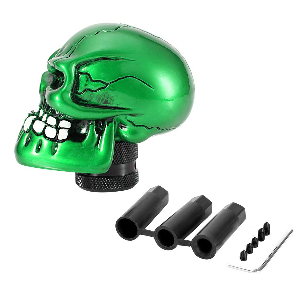 Schaltknauf Hebel, Skeleton Skull Head Car Modifizierte Schaltknauf Stick Lever Shifter Universal (Green) von Aramox