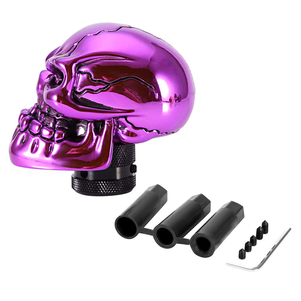 Aramox Schaltknauf Hebel, Skeleton Skull Head Car Modifizierte Schaltknauf Stick Lever Shifter Universal (Purple) von Aramox