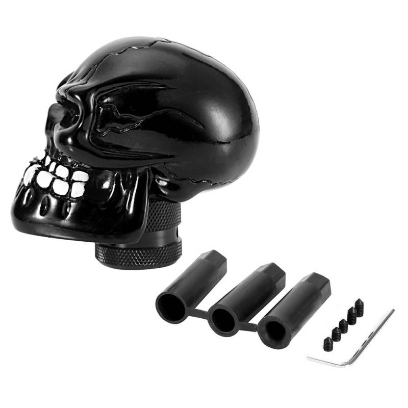 Schaltknaufhebel, Schaltknauf Abdeckung Skeleton Skull Head Car Modifizierte Schaltknauf Stick Lever Shifter Universal (Black) von Aramox