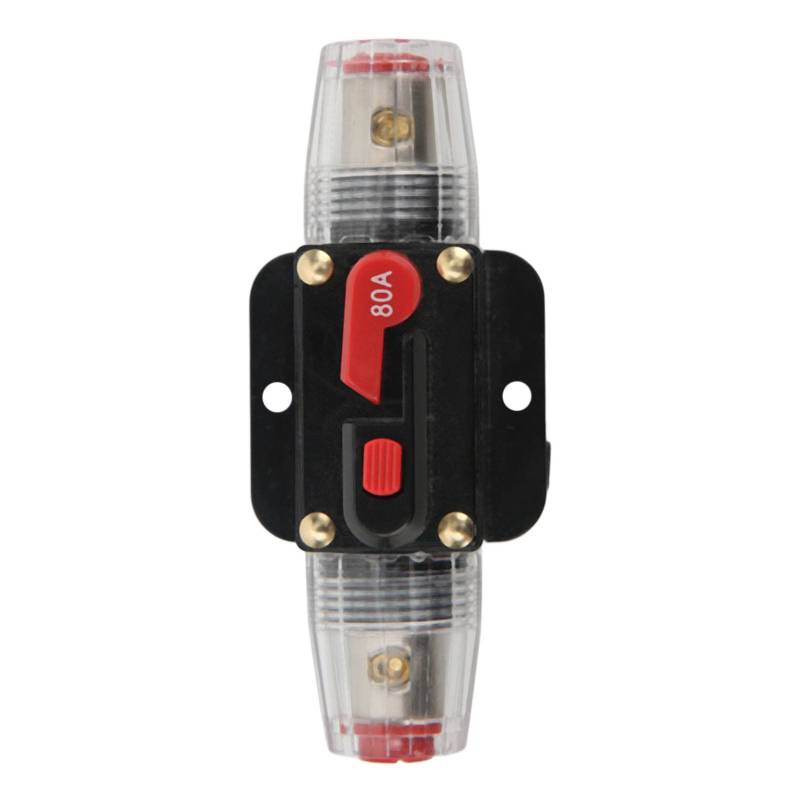 Aramox Sicherung Leistungsschalter, Leistungsschalter Wasserdichte Sicherung Eingebaute Halterung Rückstellbare Sicherung Manueller Reset 12V-48V40A Sicherung Halterung (80A) von Aramox