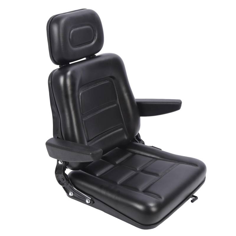 Aramox Gabelstaplersitz mit Kopfstütze, 3 stufig verstellbare Sitz Traktorsitz Ersatzteil für Mäher Kompaktlader Teleskoplader Bagger Schwarz (-1615240080011) von Aramox