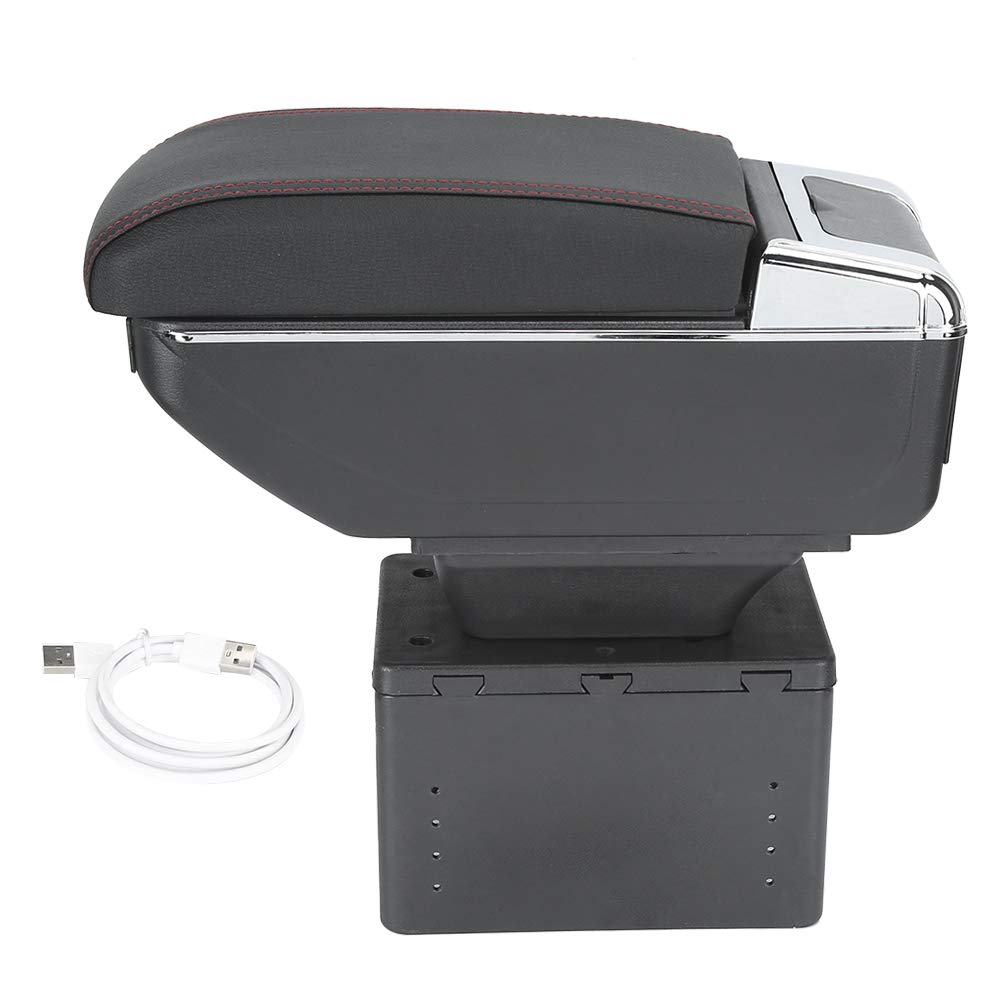 Armlehnenbox, Universal Car Center Console Armlehnenbox-Behälter Einstellbar mit USB-Schnittstelle von Aramox