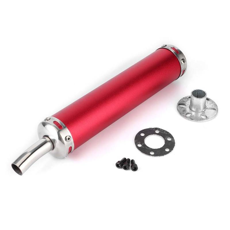 Auspuff Schalldämpfer, 20 mm (0,8 Zoll) Schalldämpfer-Schalldämpfer Modifizierte Teile für 2-Takt-Motorrad(rot) von Aramox