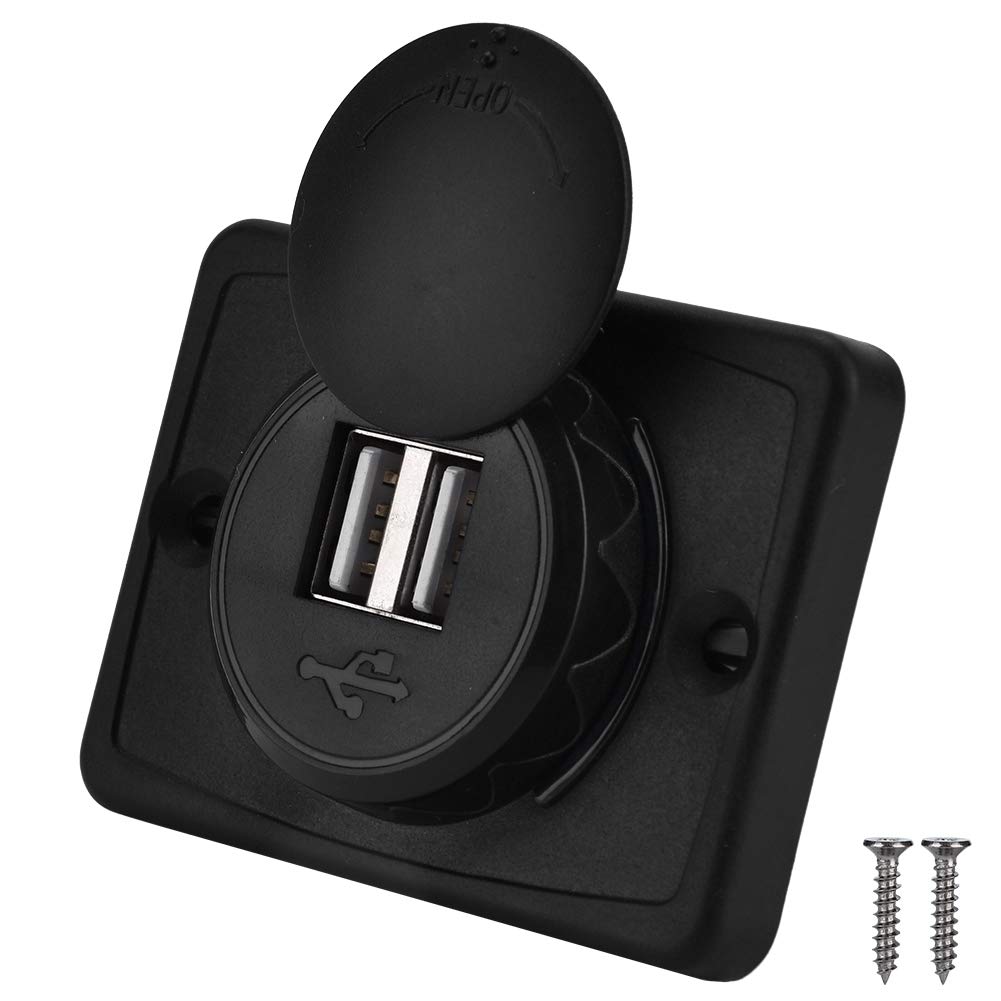 Auto USB Ladegerät, 3.1A Auto Dual schwarz ABS USB Port Ladebuchse 12V LED wasserdicht Ladesteckdose Auto USB Ladegerät, 3.1A Auto Dual schwarz ABS USB Port Ladebuchse 12V LED wasserdicht Ladesteckdose von Aramox
