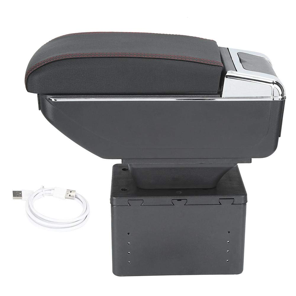 Autoinnenorganisator, Universal Car Center Console Armlehnenbox Behälter Aufbewahrungskoffer Verstellbar mit USB-Schnittstelle von Aramox