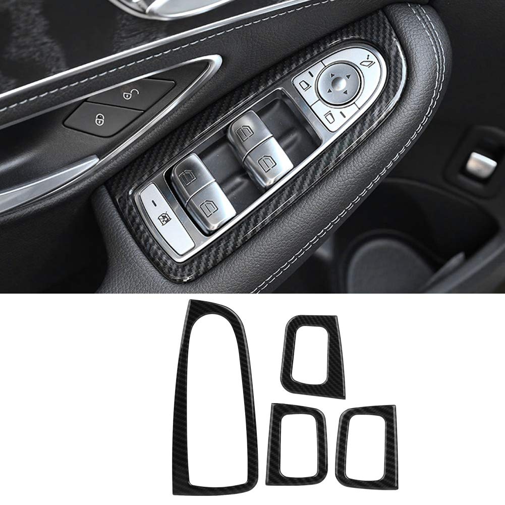 Fensterknopfabdeckung, 4-teilige Auto-Fensterheber-Hebeschalter-Knopfabdeckung für Mercedes Benz C-Klasse W205 von Aramox