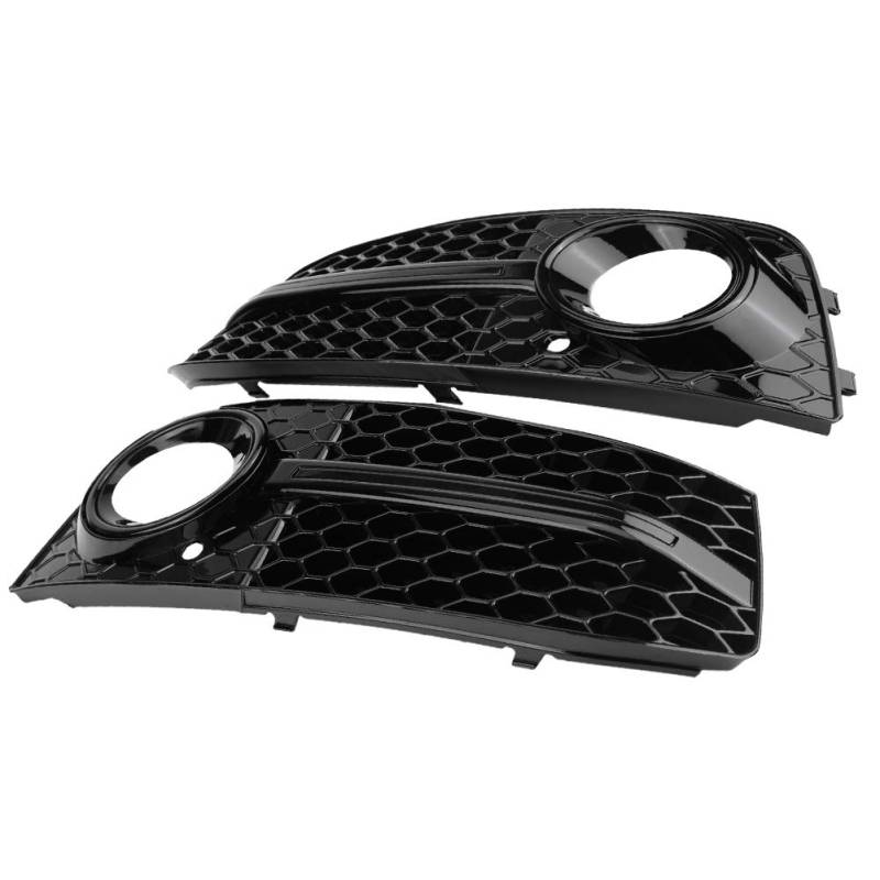 Gitter Nebelscheinwerfer, 2 Stück für RS4 Style Glossy Black Nebelscheinwerfer Frontgrill für A4 B8 2009-2012 von Aramox