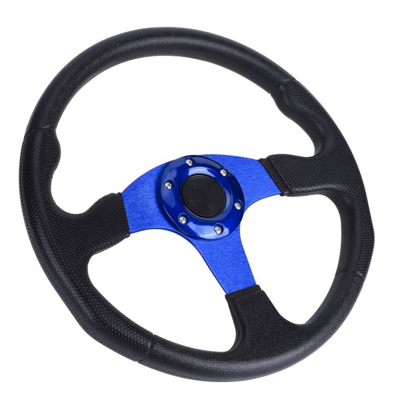 Lenkrad, 350mm / 14 Zoll Rennwagen Sportlenkrad Deep Dish 6 Schrauben Universal Modified Accessory(Blau) von Aramox