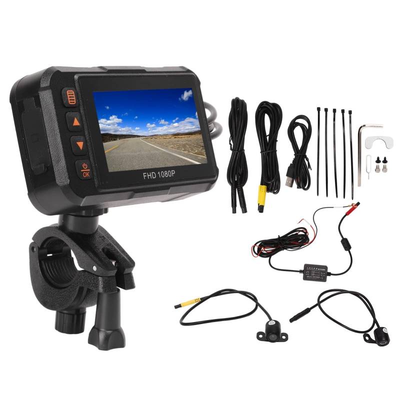 Aramox Motorrad-Dashcam, 3-Zoll-Motorrad-Dashcam 1080P Vorne Hinten Video Fahrrecorder Loop-Aufnahme G-Sensor Parküberwachung wasserdichte Action-Kamera von Aramox