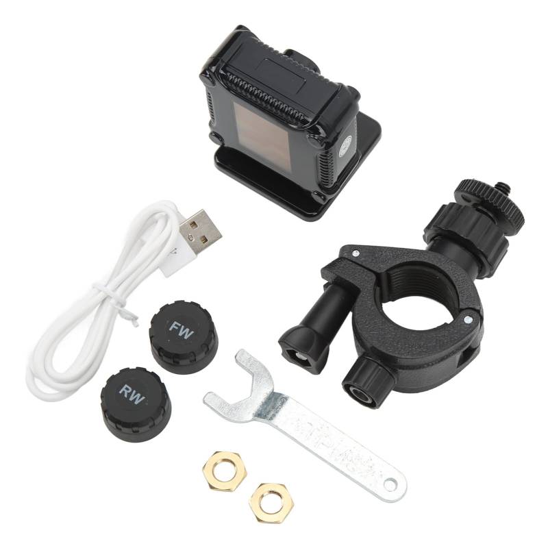 Motorrad Motorrad TPMS Reifendruckkontrollsystem Solar USB Lade IP67 Wasserdicht Hochpräzises TPMS von Aramox