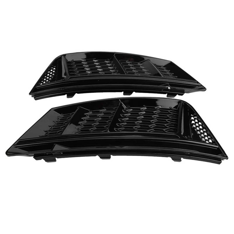 Nebelscheinwerfergitter, 2Pcs Grille Nebelscheinwerfer für S4 Style Glossy Black Nebelscheinwerfer für Frontstoßstange für A4 B9 von Aramox