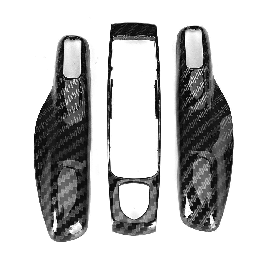 Schlüsselanhänger Trim, 3-teilig/Set ABS-Autoschlüsselverkleidung im Carbon-Stil Schlüssel Cover Passend für Cayman/Macan/Boxster von Aramox