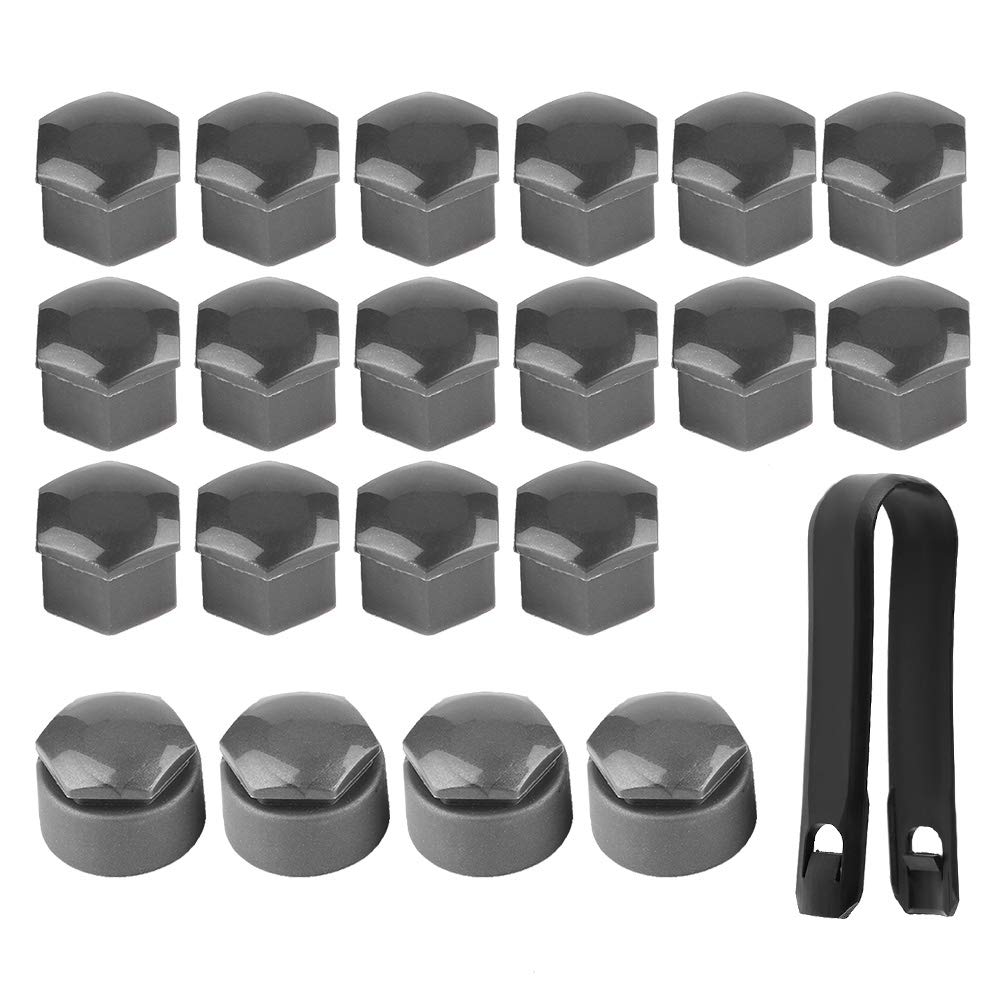 Schrauben Sie auf Radmutter Abdeckkappen, 20pcs Auto-Nabe Schraubenabdeckung 17mm Mutter Auto Rad Auto Hub Schraube Schutz Diebstahlschutzkappe(Gray) von Aramox