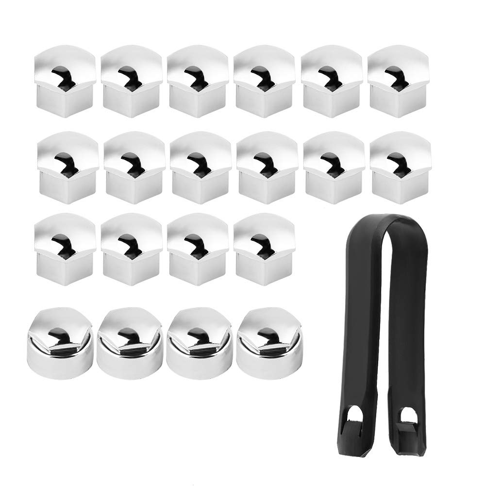 Schutzkappen für Staubschutz, 20pcs Auto-Nabe Schraubenabdeckung 17mm Mutter Auto Rad Auto Hub Schraube Schutz Diebstahlschutzkappe(Silver) von Aramox