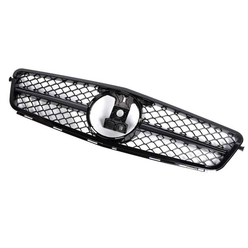 Stoßstangengitter Kühlergrill, Auto Schwarz Frontstoßstange Kühlergrill, ABS Auto Schwarz Frontstoßstangengrill für AMG Schwarz Passend für C-Klasse W204 08-14 von Aramox