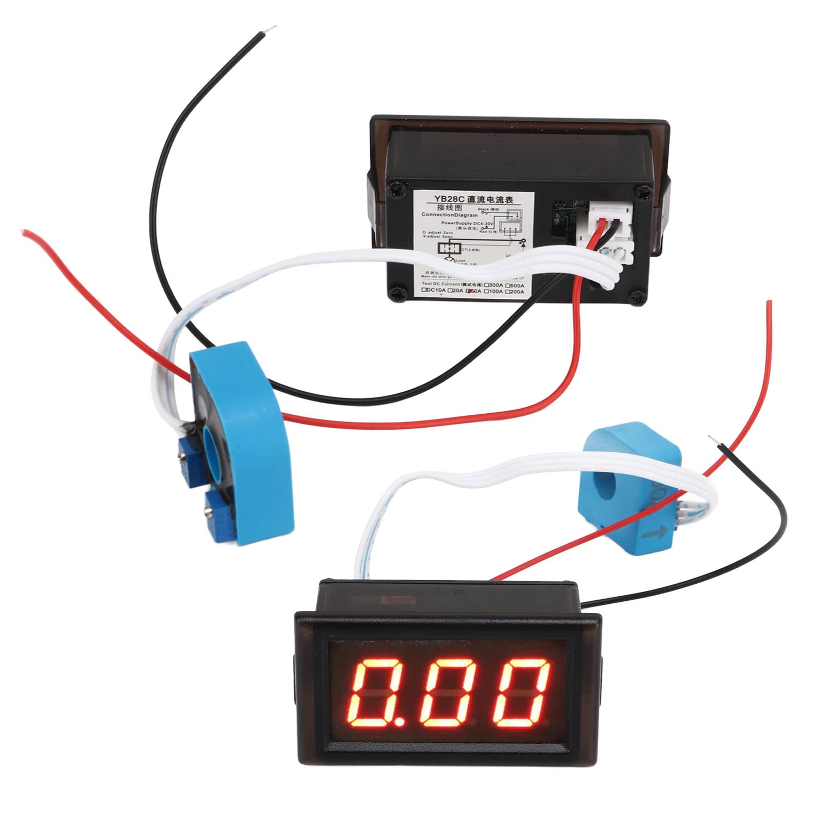Strommesser, DC-Amperemeter mit Hallsensor, LED-Digitalanzeige, 50 A, Hochgenauer Strommesser für Fahrzeuge von Aramox
