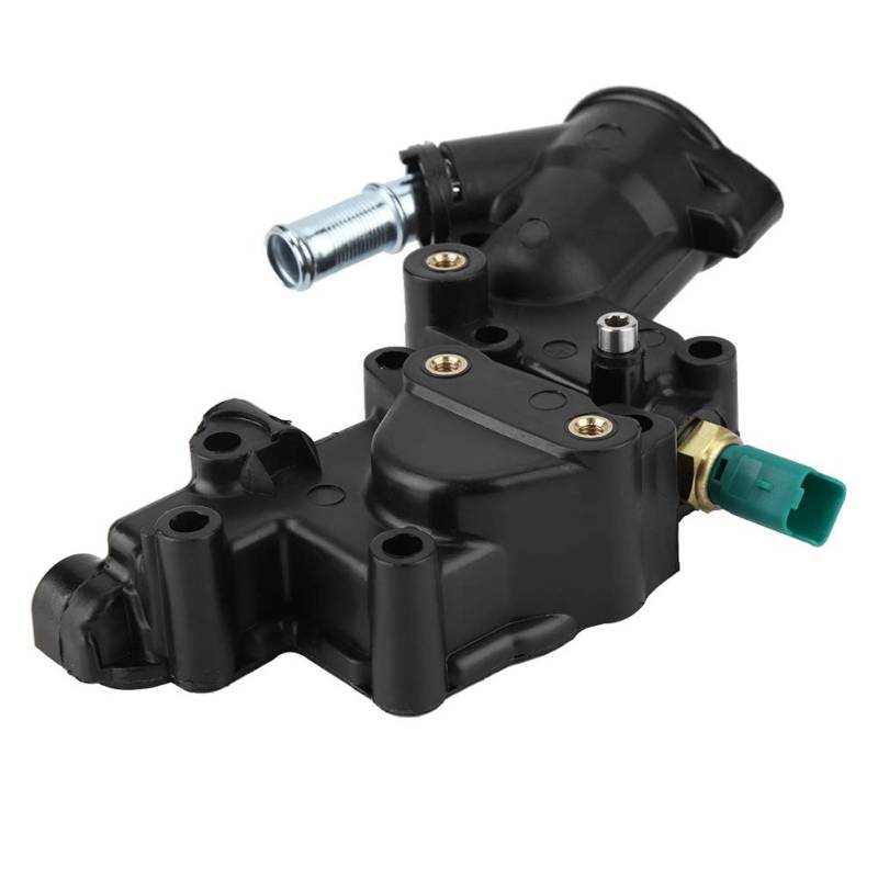 Thermostat Thermostatgehäuse, Motorkühlmittel Thermostat Wasserauslass Gehäuse Kit mit Sensor Wasserkühlmittel 9654775080 von Aramox