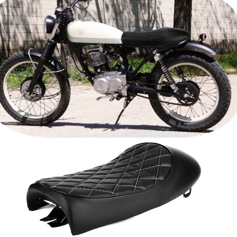 Vintage-Buckel-Stil, Erfrischen Sie Ihren Motorrad-Look mit Dem PU-Ledersattel und Zeigen Sie Ihre Ästhetik. Wasserdicht und Waschbar, Einfache Reinigung mit Herkömmlichem (Black) von Aramox