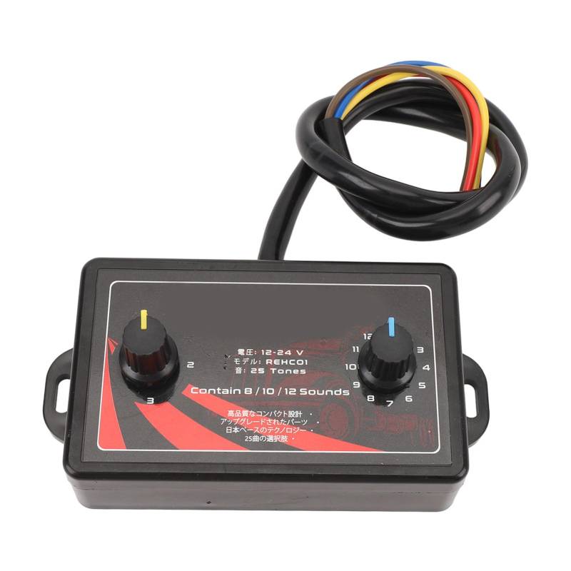 Yacht -Horn -Controller, 25 Soundeffekte Car Horn Controller mit Volumensteuerungsknopf, Elektrohorn -Controller mit Hoher Zähigkeit für Auto, Motorrad, LKW von Aramox