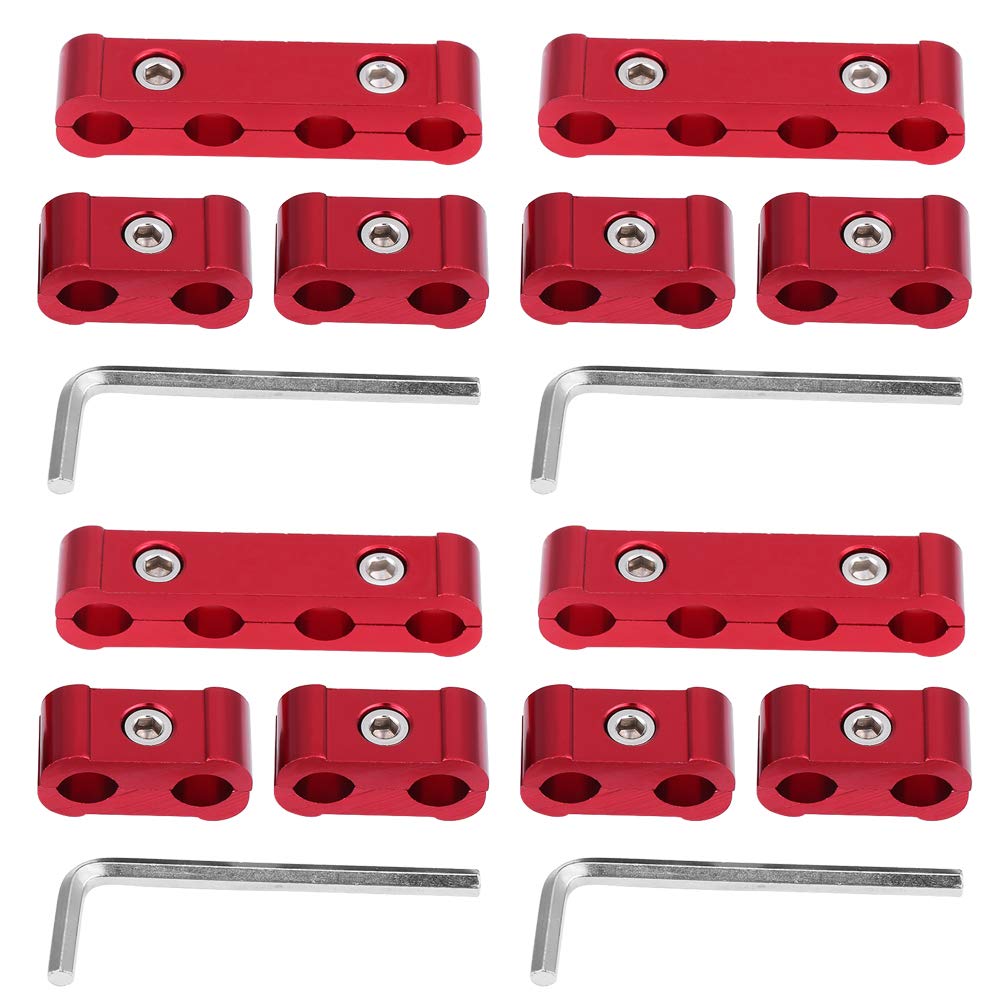 Zündkerzen-Drahtteiler, 12-teiliger Zündkerzen-Drahttrenner aus Aluminiumlegierung 8 mm 9 mm 10 mm Motordraht-Teiler, schwarz und rot(rot) von Aramox