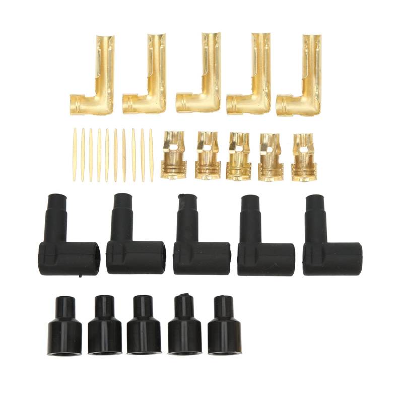 Zündkerzenstecker-Anschlusssatz, Zündkerze Spulenmanschette, 90-Grad-Zündkerzenstecker aus Gummi, HEI-Verteiler und Spulenstecker, für 6-10-mm-Kabel, Set mit Zündkerze, Zündkerzen-Boot-Terminal-Kit von Aramox