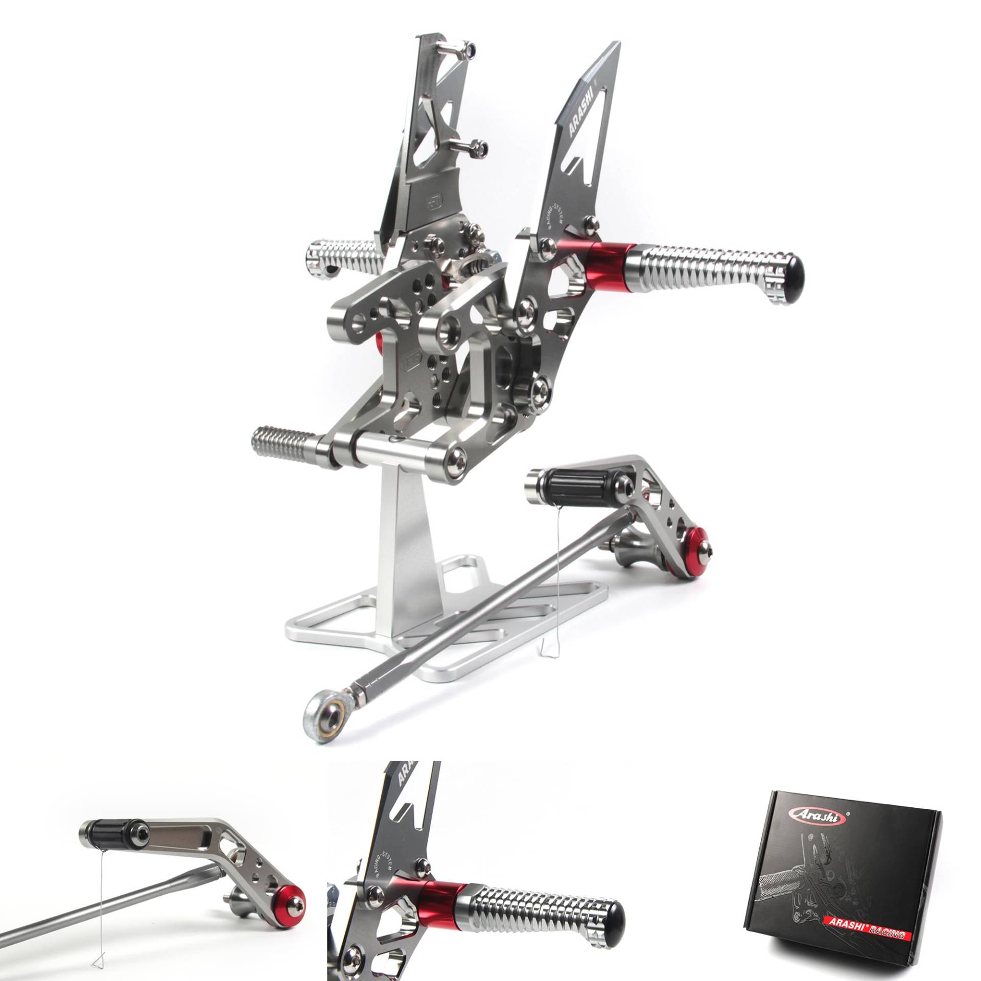 (Version 2.0) Verstellbare Fußrasten für CBR1000RR 2008-2011 Hintere Sets Fußrasten Fußrasten Fußrasten Fußbretter Zubehör Grau CBR 1000 CBR1000 RR 1000RR 2009 2010 von ArashiMoto