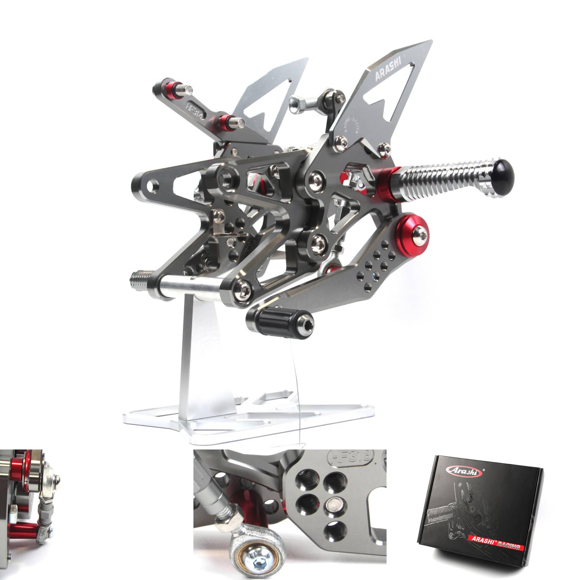 (Version 2.0) Verstellbare Fußrasten für Daytona 675/R 2013-2018 Hintere Sets Fußrasten Fußbretter Zubehör 675R Grau 2014 2015 2016 2017 von ArashiMoto
