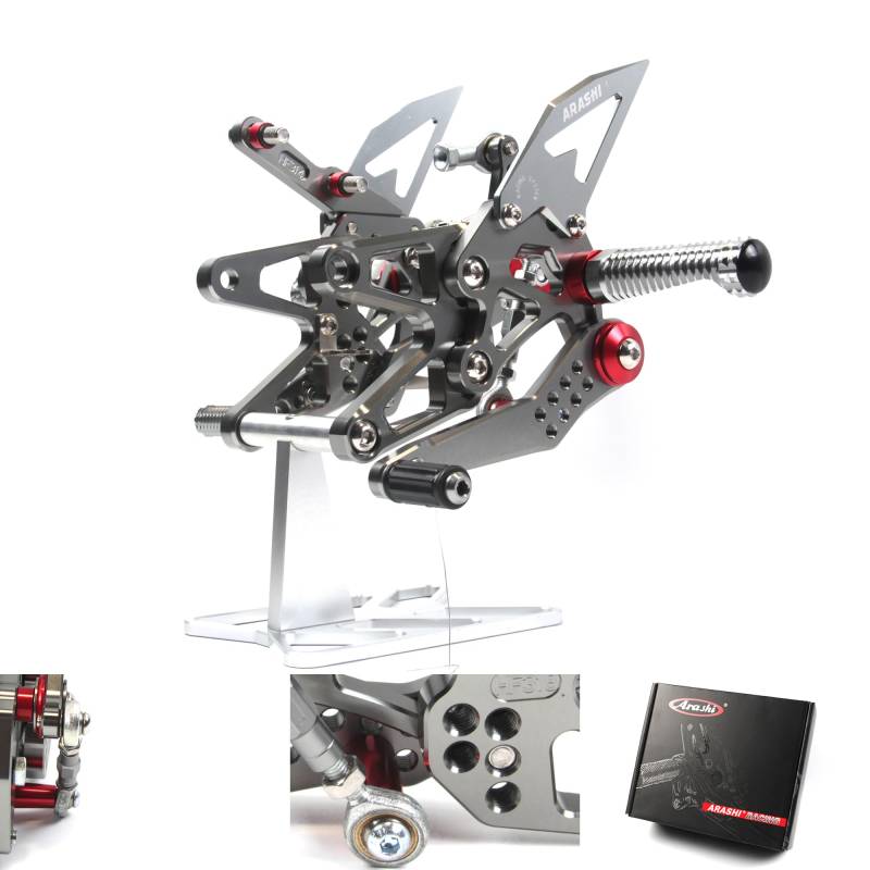 (Version 2.0) Verstellbare Fußrasten für Daytona 675/R 2013-2018 Hintere Sets Fußrasten Fußbretter Zubehör 675R Grau 2014 2015 2016 2017 von ArashiMoto